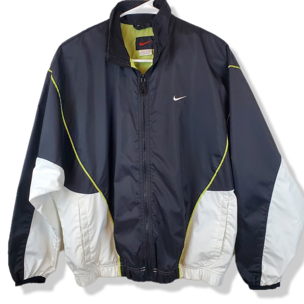 Vintage Nike Full Zip Embroidered Swoosh Nylon Windbreaker Jacket Size S Black